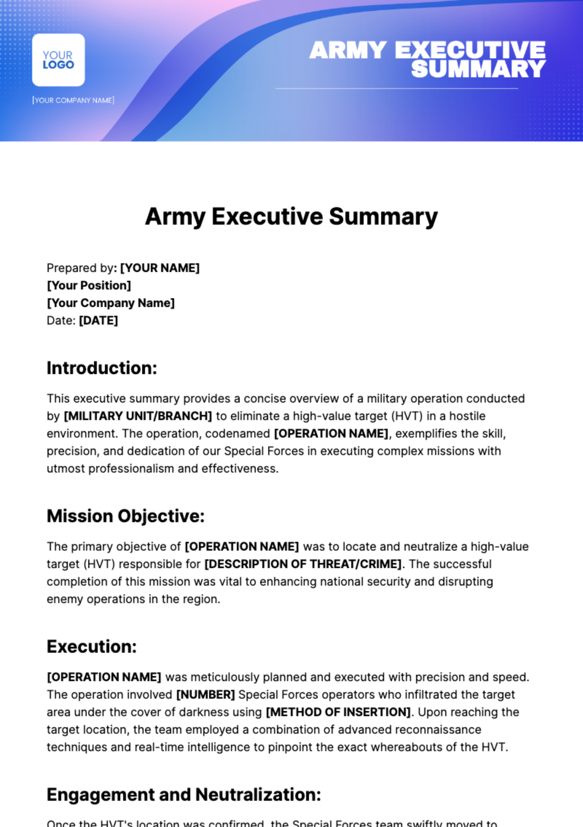 army-capabilities-brief-template