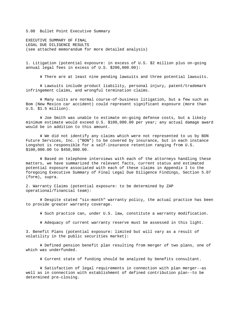 brief-bullet-point-synopses-of-findings-template