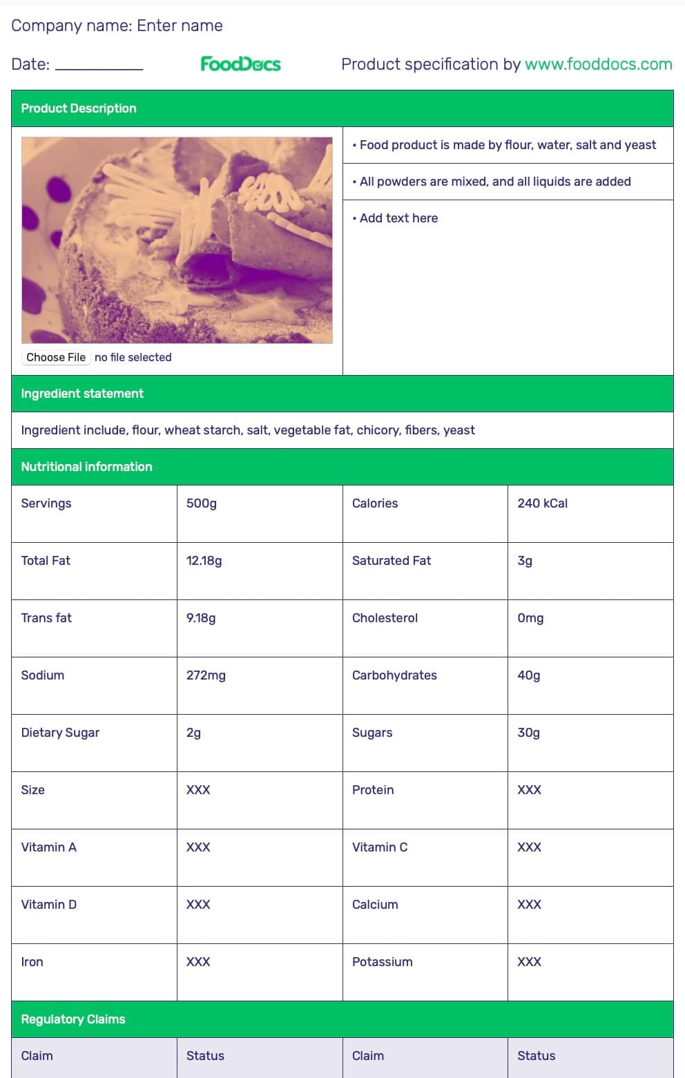 food-product-brief-template