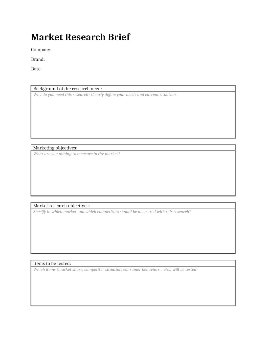 Market Research Brief Template Votebryanroach Market Research Brief Template Votebryanroach