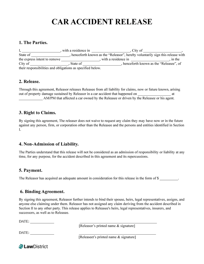 car-accident-waiver-template