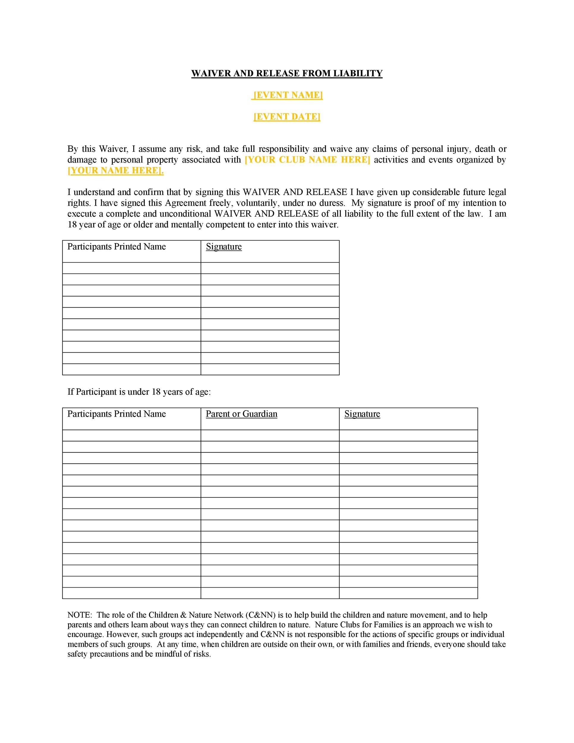 company-party-alcohol-waiver-template