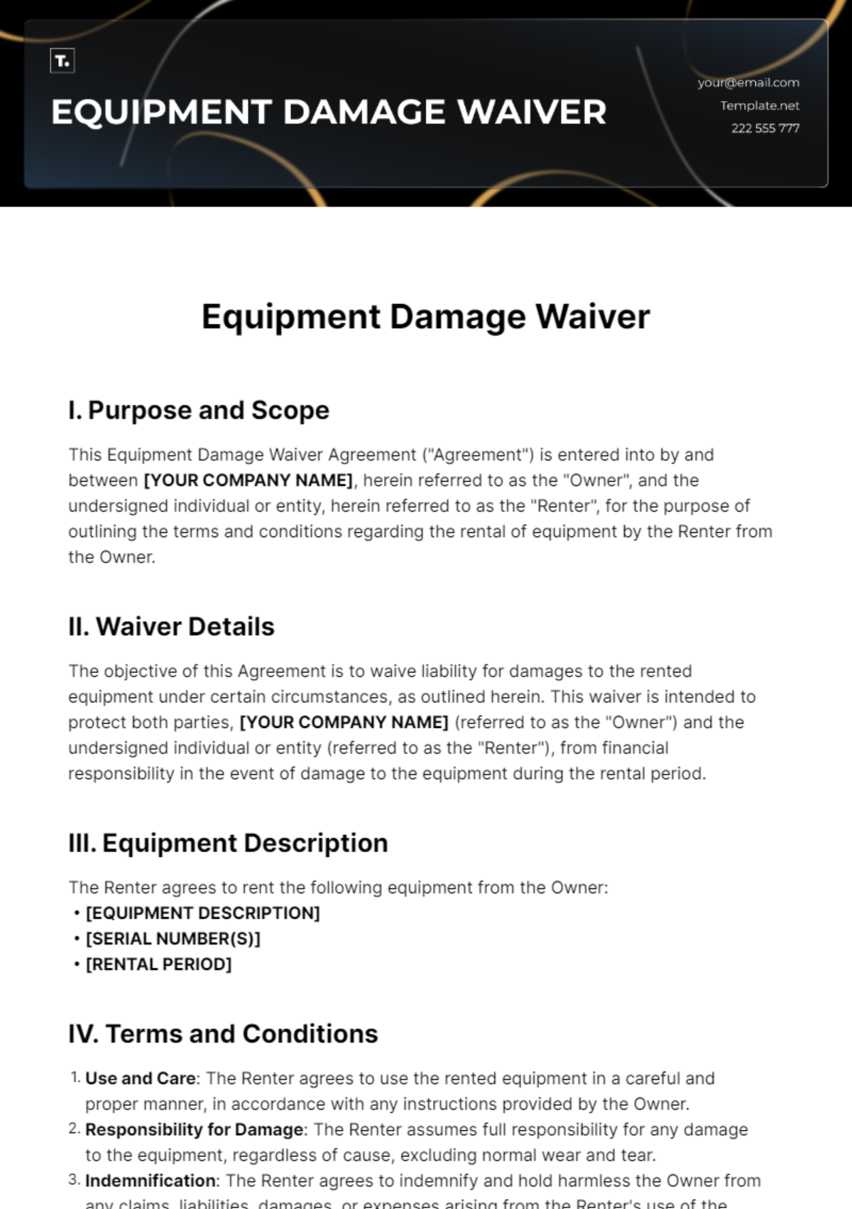 equipment-liability-waiver-template
