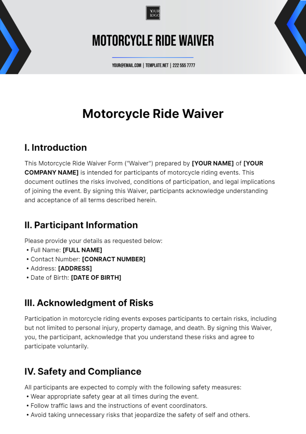 Motorcycle Ride Waiver Template Votebryanroach Motorcycle Ride Waiver Template Votebryanroach