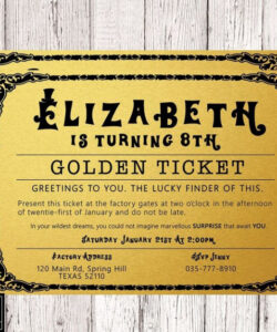 Blank Golden Ticket Birthday Invitation Template Doc Sample