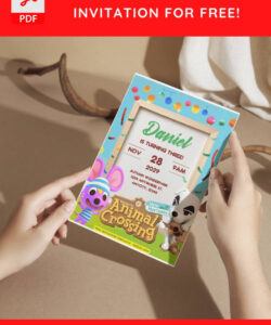 Custom Animal Crossing Birthday Invitation Template  Sample