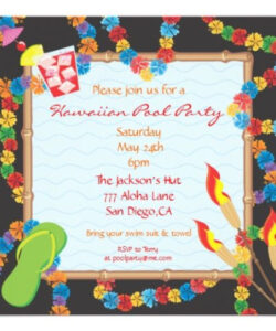 Custom Hawaiian Pool Party Invitation Template Doc