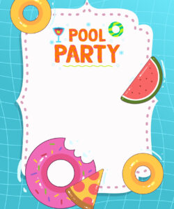 Custom Pool Birthday Party Invitation Template Word