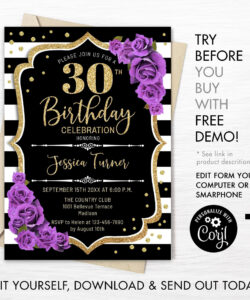 Free Blank 30Th Birthday Party Invitation Template Excel