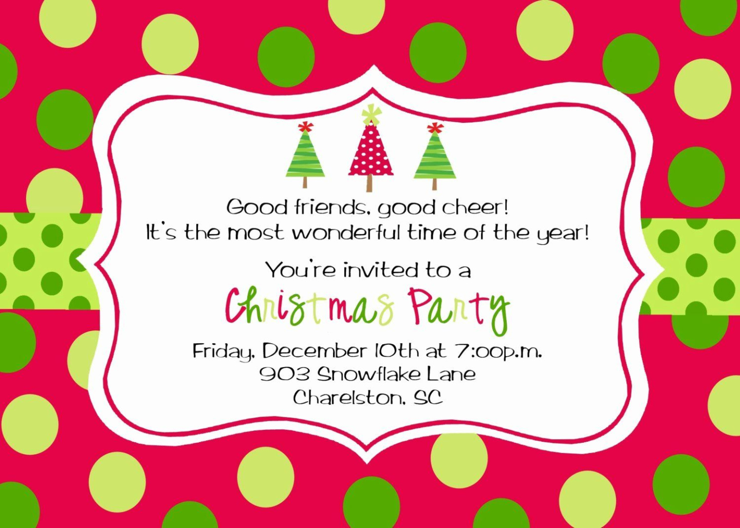 Free Blank Holiday Christmas Party Invitation Template  Sample