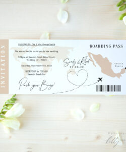 Free  Boarding Pass Wedding Invitation Template Pdf