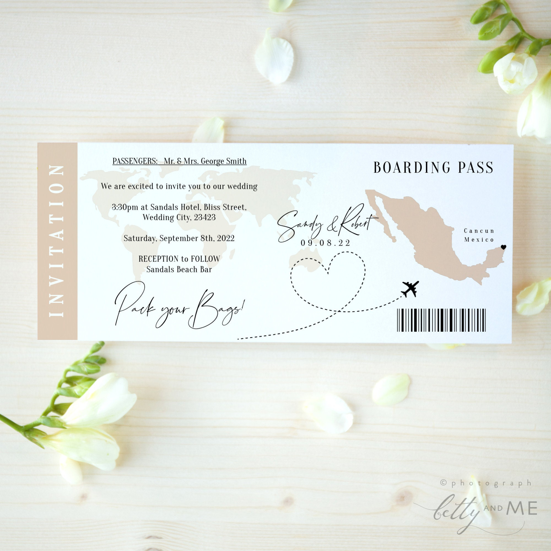 Free  Boarding Pass Wedding Invitation Template Pdf