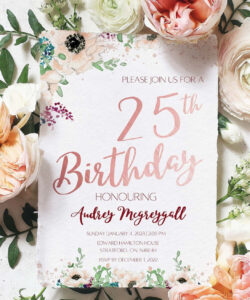 Free Custom 25Th Birthday Invitation Card Template