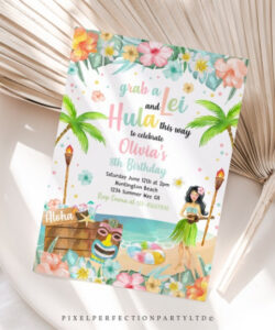 Free Custom Hawaiian Pool Party Invitation Template Pdf