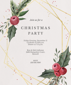 Free Custom Holiday Christmas Party Invitation Template Doc Sample