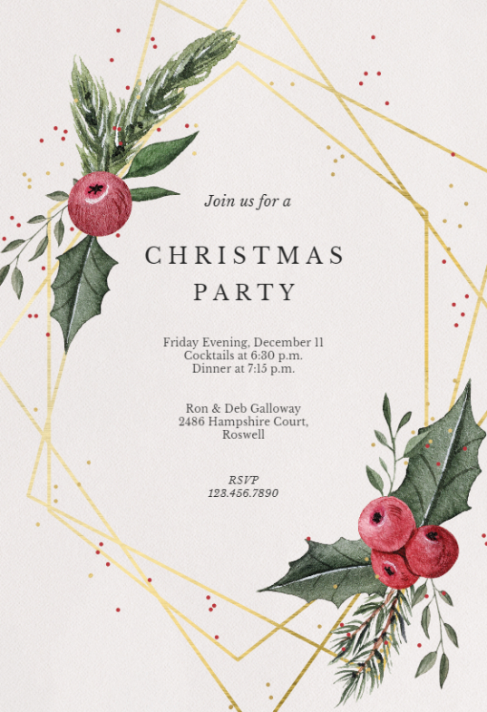 Free Custom Holiday Christmas Party Invitation Template Doc Sample