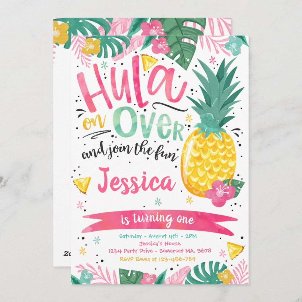 Free Editable Hawaiian Pool Party Invitation Template