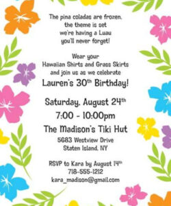 Free  Hawaiian Pool Party Invitation Template Doc Sample