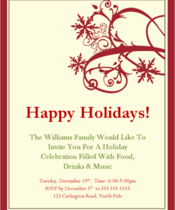 Free  Holiday Christmas Party Invitation Template Pdf