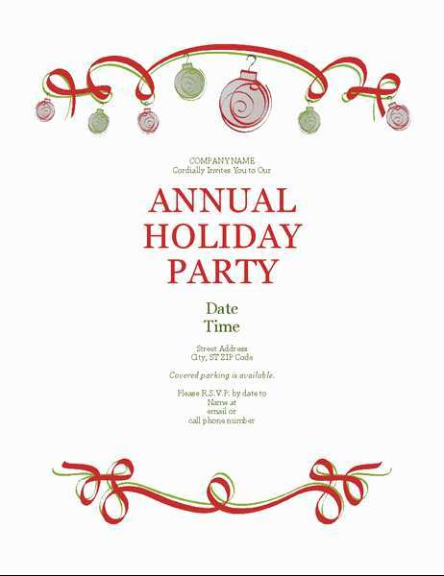 Free Printable Office Holiday Party Invitation Template Word Sample