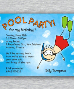 Pool Birthday Party Invitation Template Excel Sample