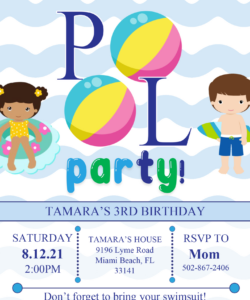 Pool Birthday Party Invitation Template Pdf Sample