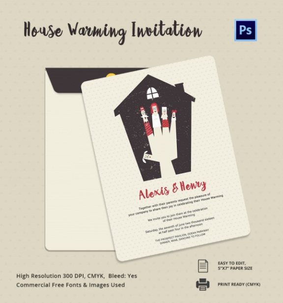 Printable House Warming Invitation Background Template  Sample