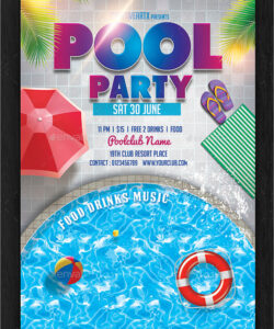 Printable Pool Birthday Party Invitation Template Word