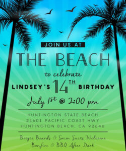 Beach Birthday Party Invitation Template Pdf