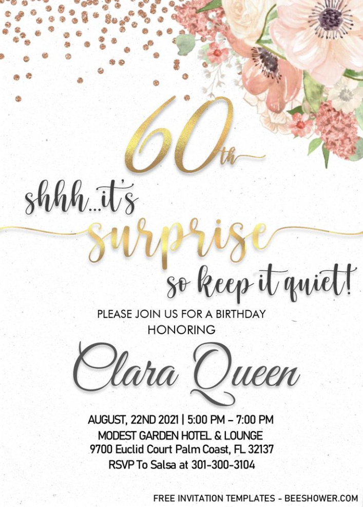 Blank 60Th Birthday Invitation Card Template Doc Sample