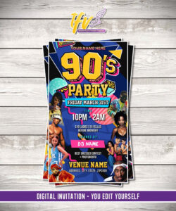 Blank 90S House Party Invitation Template