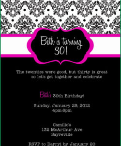 Blank Adult Birthday Party Invitation Template Word Sample