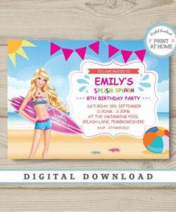 Blank Barbie Pool Party Invitation Template Doc Sample