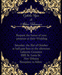 Blank Blue And Gold Invitation Template  Sample