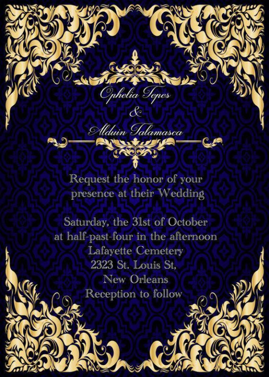 Blank Blue And Gold Invitation Template  Sample