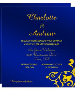 Blank Blue And Gold Invitation Template Word Sample