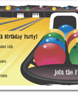 Blank Bowling Birthday Party Invitation Template  Sample