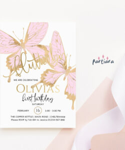 Blank Butterfly Birthday Invitation Card Template Word