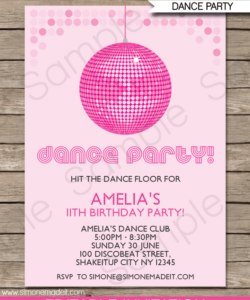 Blank Disco Ball Party Invitation Template Doc