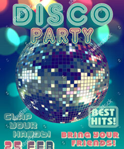 Blank Disco Ball Party Invitation Template Pdf