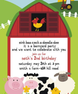 Blank Farm Animal Birthday Invitation Template