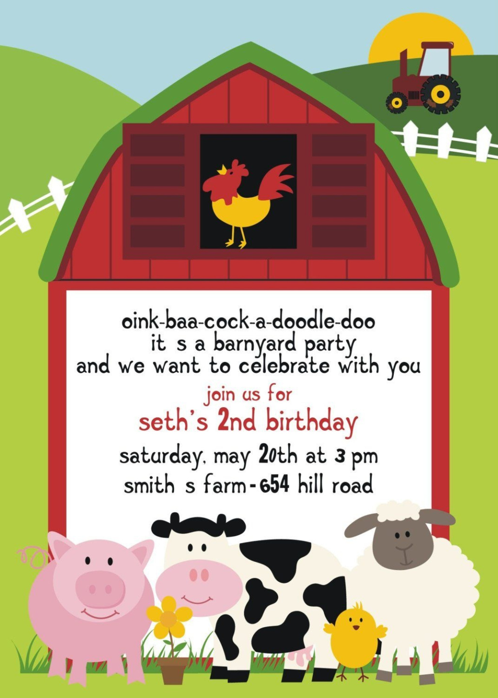 Blank Farm Animal Birthday Invitation Template