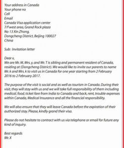 Blank Letter Of Invitation For Visitors To Canada Template Excel Sample