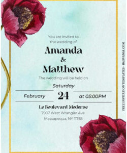 Burgundy Floral Wedding Invitation Template Doc