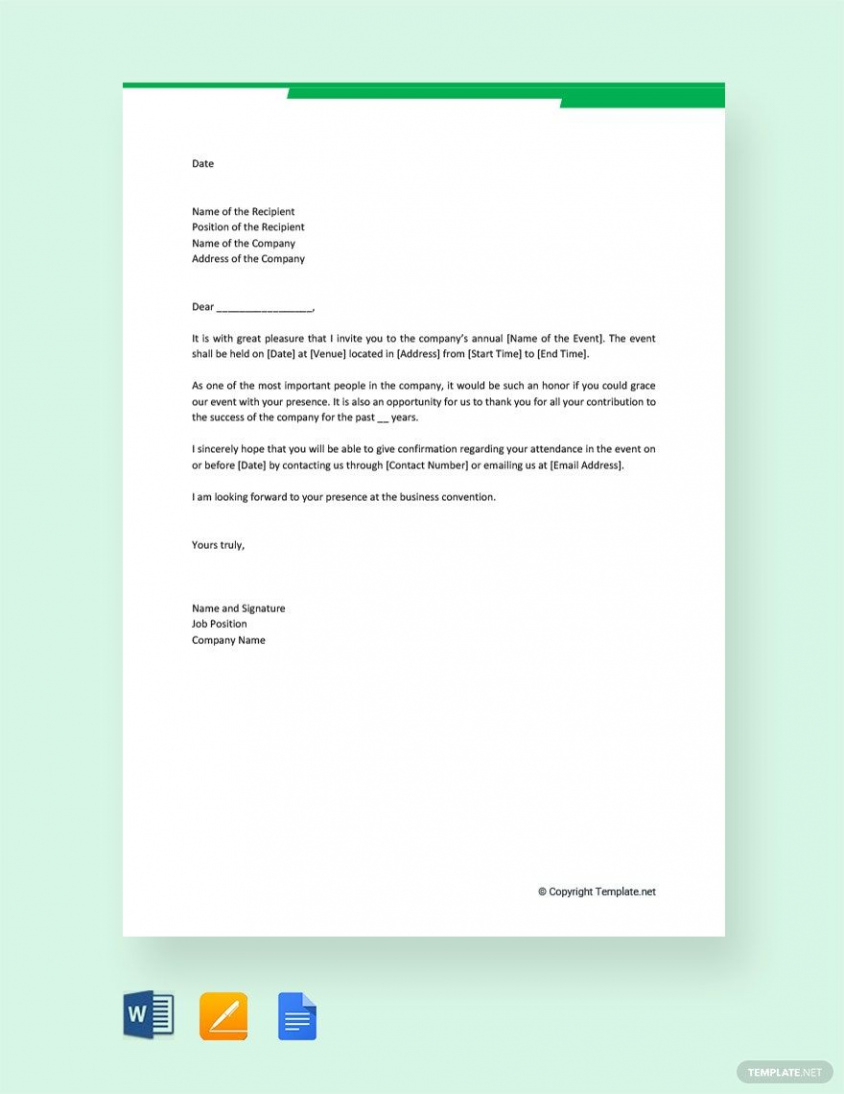 Business Visa Invitation Letter Template Doc Sample