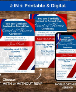 Court Of Honor Invitation Template Word Sample