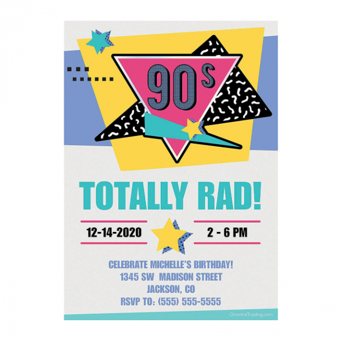 Custom 90S Birthday Party Invitation Template Doc