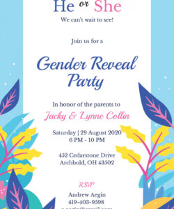 Custom Background Gender Reveal Invitation Template Word