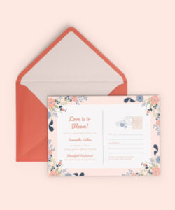 Custom Bridal Shower Postcard Invitation Template Excel