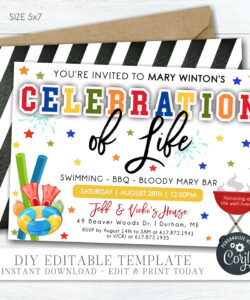 Custom Celebration Of Life Invitation Template Excel Sample